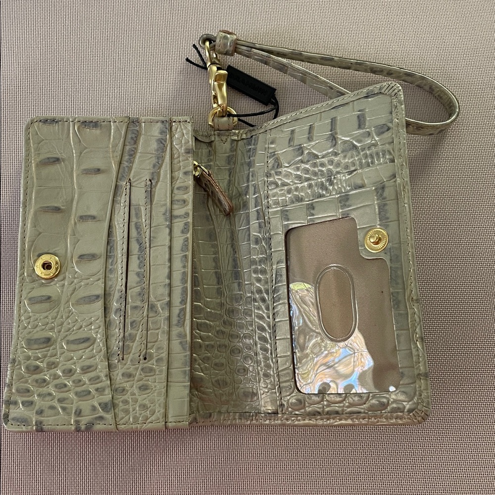 Brahmin Cream Croc-Embossed Wristlet - Picture 5 of 12